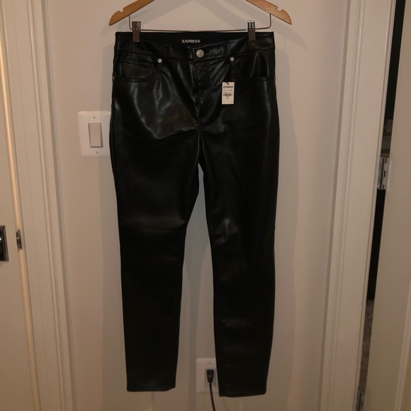 Express Vegan Leather Black Pants - Picture 2 of 4